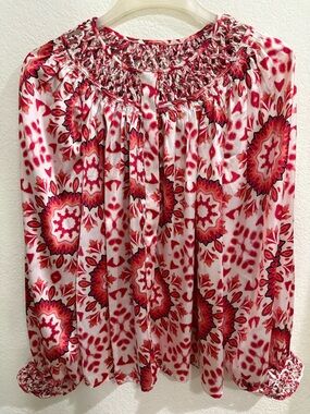 Calligraphie Anthro Red and White Floral blouse